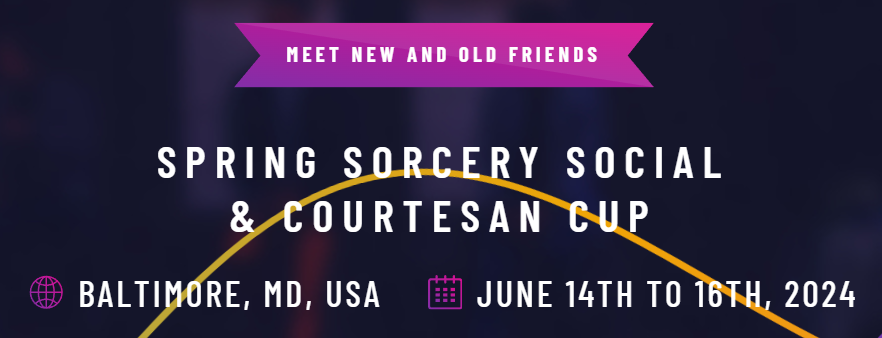 Sorcery_Social's tweet photo. In just over two months, the largest Sorcery event in the world will take place. 5 Sorcery artists, numerous Sorcery personalities, tons of competitive and casual events, and the Courtesan Cup all at the Spring Sorcery Social in June. Get your tickets now!
https://t.co/v7whs4dhXJ https://t.co/D7nl8a3Nim