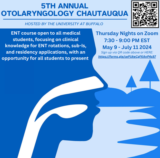 BR_Bacon25's tweet photo. The UB Department of Otolaryngology is running their 5th Annual Otolaryngology Chautauqua this summer!

Medical students in any year and at any school can sign up, here's the link: https://t.co/e119Kk8BxU

I've participated for 2 years, and it's a very worthwhile experience! https://t.co/uibsPbxc14