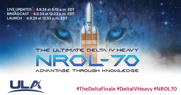 Tune in tomorrow!

#DeltaIVHeavy #NROL70 #TheDeltaFinale