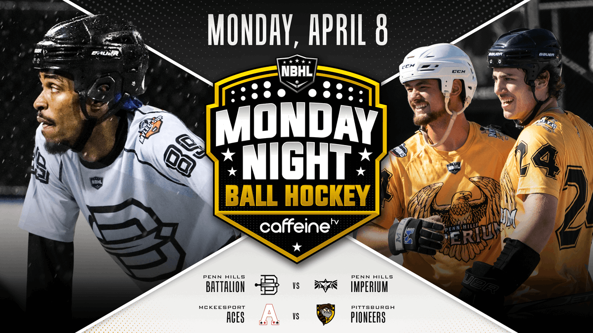 We are LIVE on caffeine.tv/nbhl for our first Monday Night Ball Hockey livestream featuring the Pittsburgh Tier 1 division.

7pm - Penn Hills Batallion vs. Penn Hills Imperium
8pm - McKeesport Aces vs. Pittsburgh Pioneers

#MondayNightBallHockey