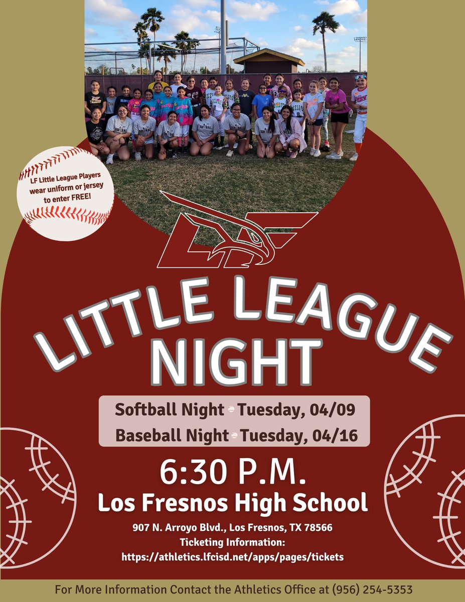 Come out tomorrow for little league night! Have your child wear their little league jersey or uniform for free entry.