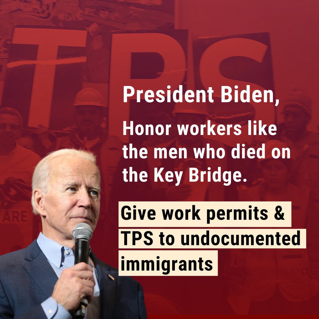 The Francis Scott Key Bridge collapse is a stark reminder: immigrant lives are too often taken for granted. It's time for systemic change that values the safety and humanity of all workers. @POTUS must extend Temporary Protected Status and Humanitarian Parole to #ImmigrantWorkers