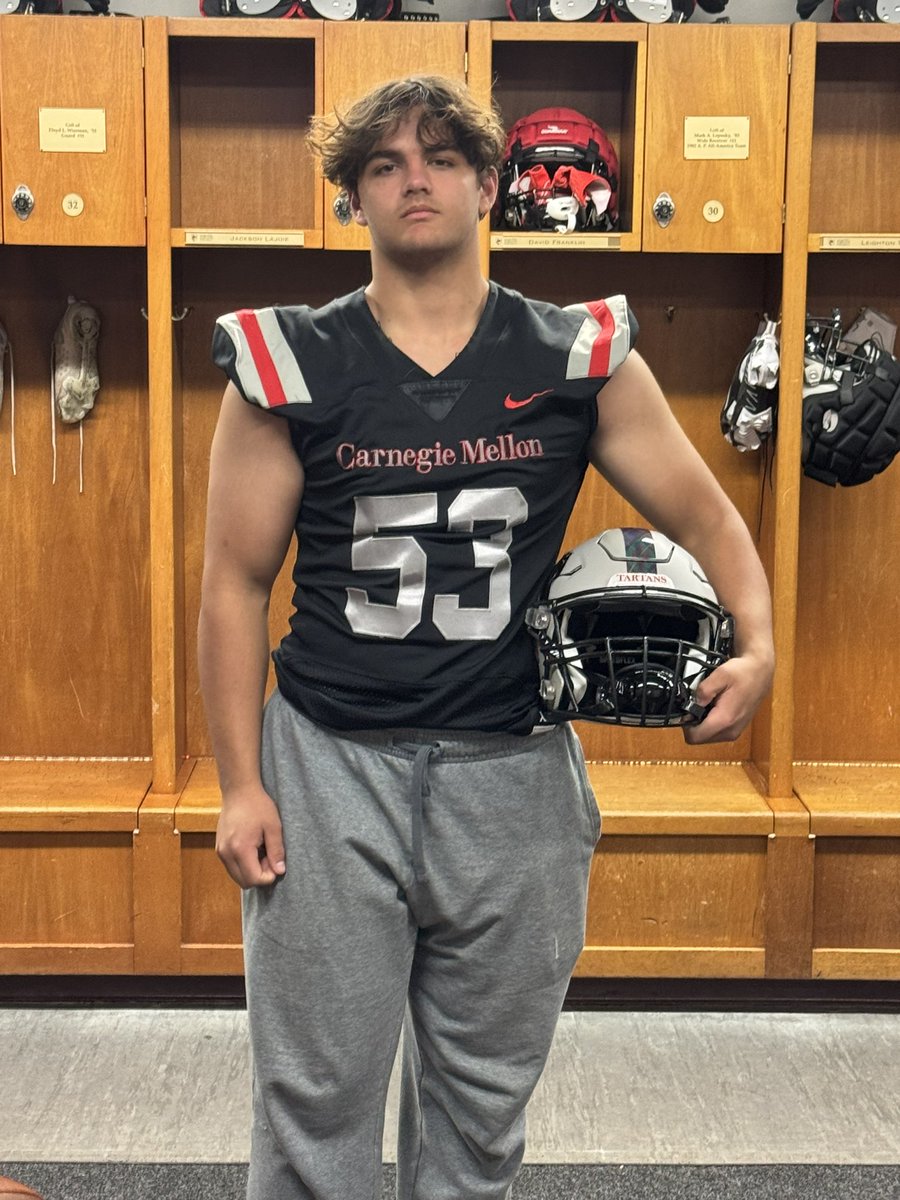 A big thank you to @CoachRyanLarsen and @TartanFB for a phenomenal Junior Day visit today Off the charts academics and a great football program! Had a great time