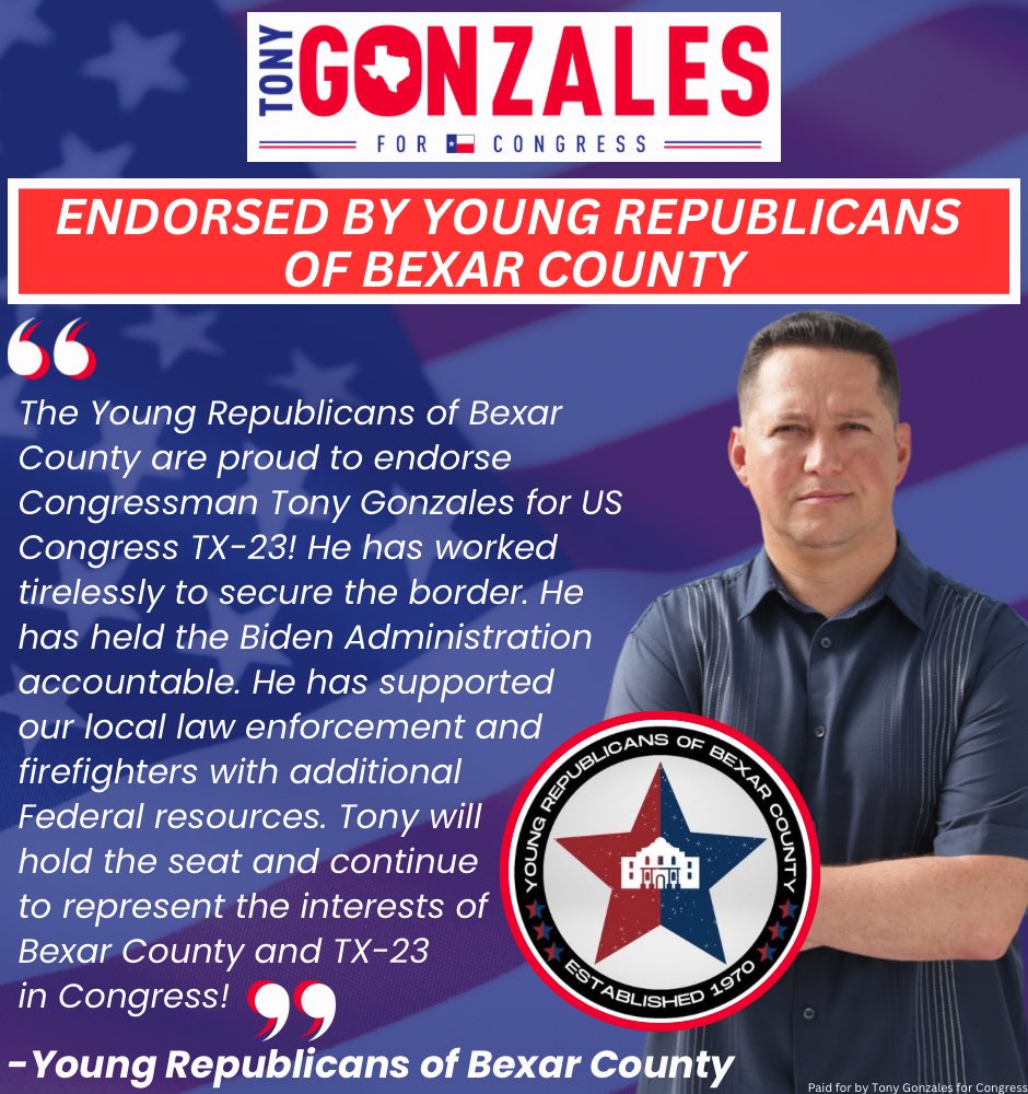 From making calls, to knocking doors, to holding events, the Young Republicans of Bexar County work around the clock to elect real conservatives in Bexar County. We are proud to have them on Team Tony! #TX23