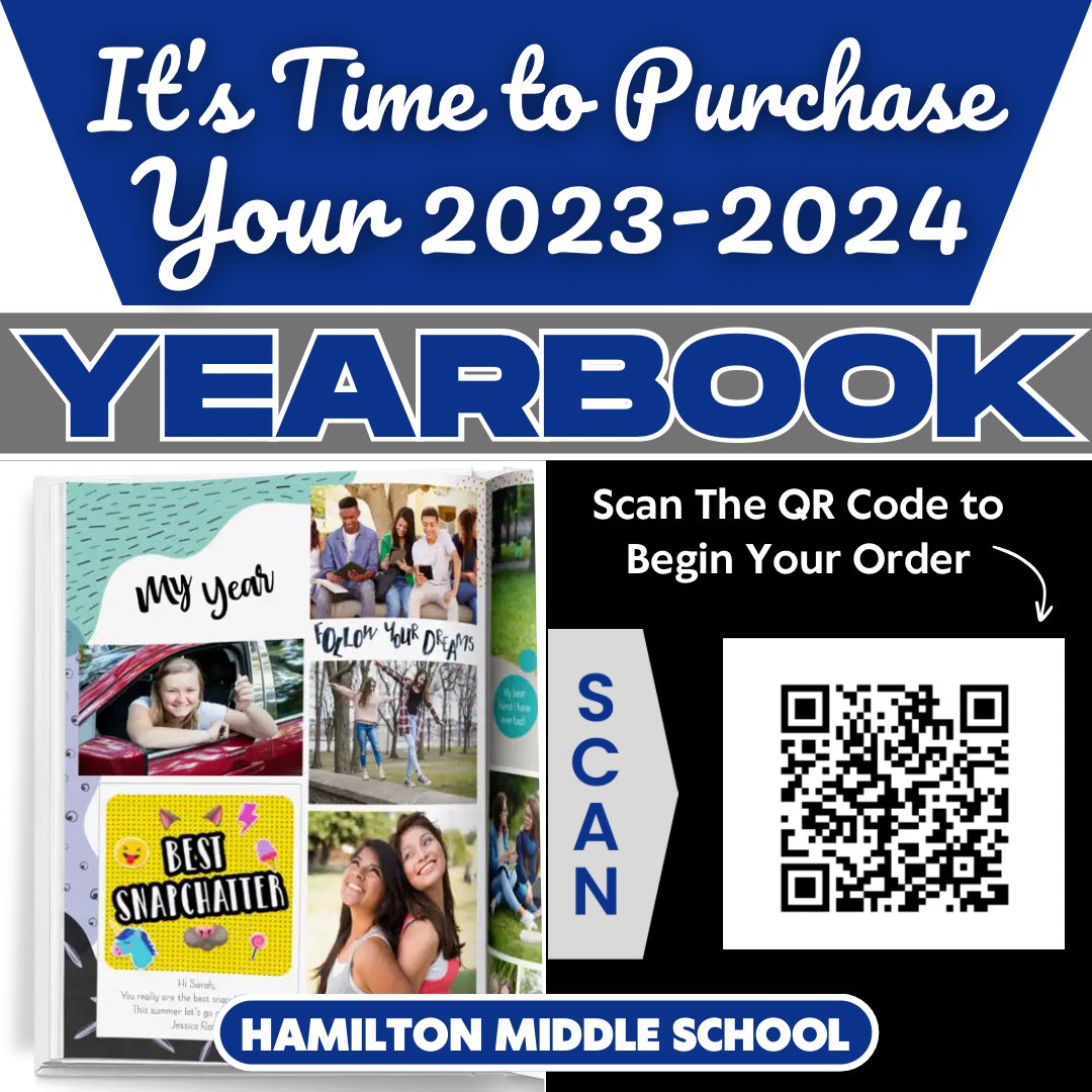 Announcement: Please Pre-Order your 2023-2024 AHMS Yearbook!!!! 🤳 Scan the QR Code ⤵️ #HamiltonMiddleSchool @MrsAgnew18 @petecarter3 @TreeRing @MrsAguasTweets @TeamHISD @petecarter3 @HISDCentral @HoustonISD @JobsonMath @BrettStidham