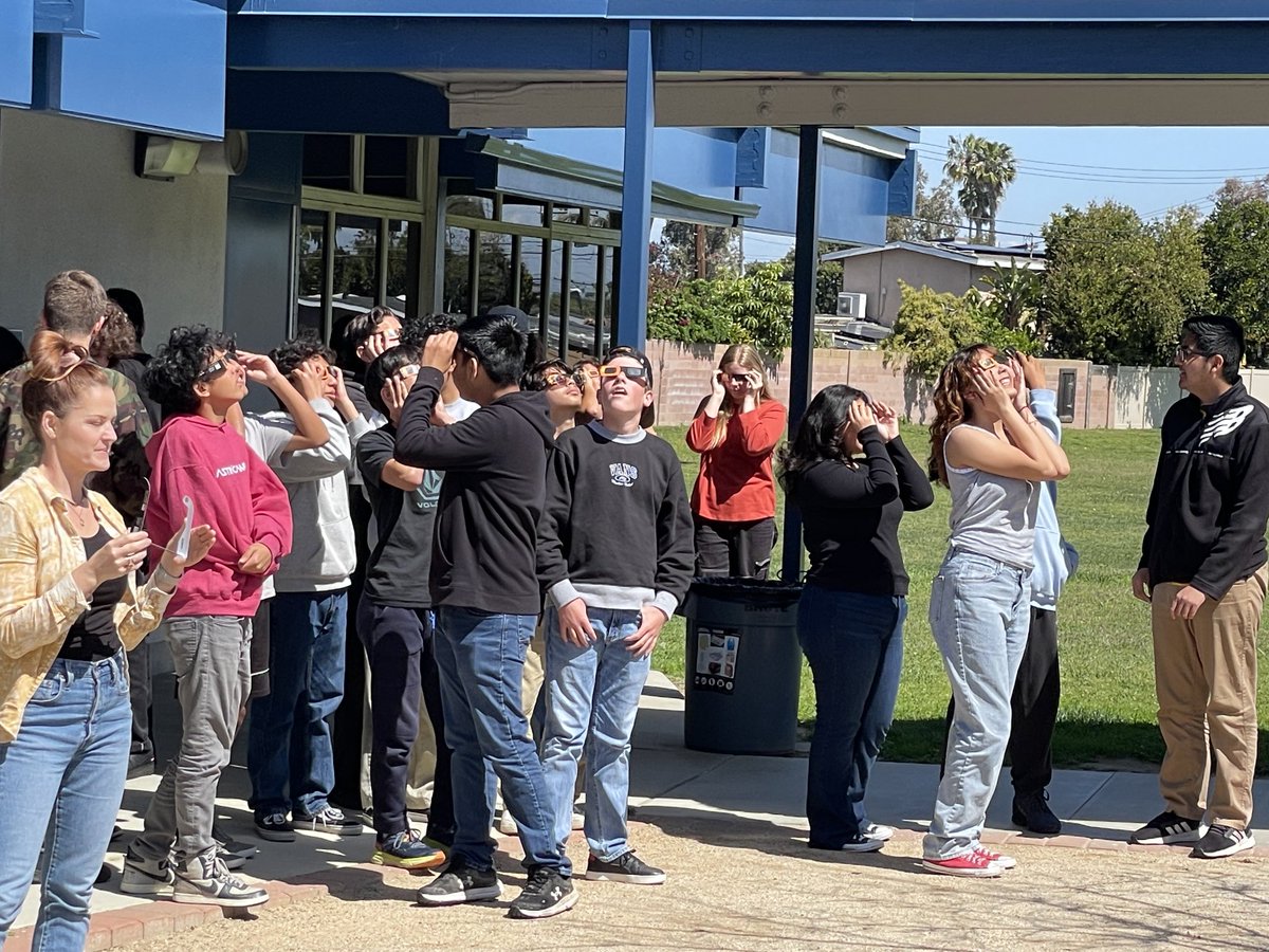 ECHS students had the opportunity to safely view the solar eclipse this morning. Mark your calendars for the next one on Aug 23, 2044! #echspride #earlycollege #nmusd #coastlinecollege #solareclipse2024 #eclipse2024 #costamesa #newportbeach