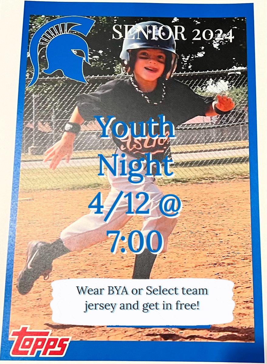 We can’t wait to host all of our youth players Friday night at 7:00!! Wear your BYA or select team jersey and get in free! #SpartanFamily