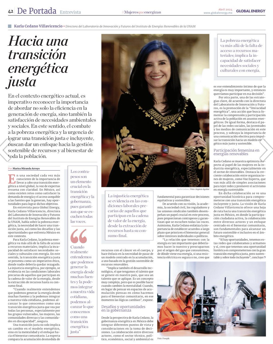 Expertas a la vista en la edición de este mes de <a href="/GlobalEnergyMEX/">Global Energy</a> 🤩 Nos inspira verlas alzando la #voz desde sus trincheras por un #SectorEnergético mejor y más #equitativo. Voces Expertas (en orden de aparición): Vanessa Zárate, <a href="/AlmaAPorresLuna/">Alma América Porres Luna</a>, Suana Cazorla y Karla Cedano