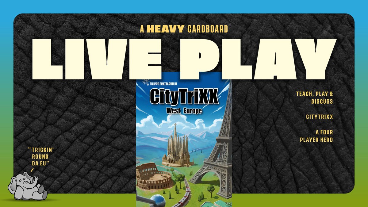 Do you like trick-taking games? Do you like trains? Do you wanna check out a game that attempts to mix both? Join us LIVE NOW for #CityTriXX and see if this is a ride you'd like to take! youtube.com/watch?v=64DayC… & Twitch.tv/heavycardboard