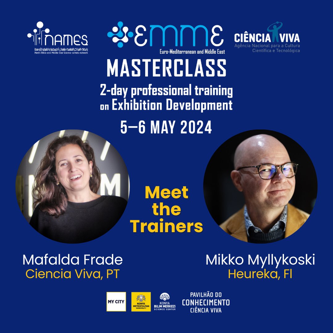 The #EMME2024 #MasterClass is a professional in-person training offered to a limited number of participants at Konya Science Center, Konya, Türkiye.
.
Application deadline 13 April: docs.google.com/forms/d/e/1FAI…
.
.
.
#NAMESnetwork #SciComm #ScienceEngagement #ExhibitionDevelopment