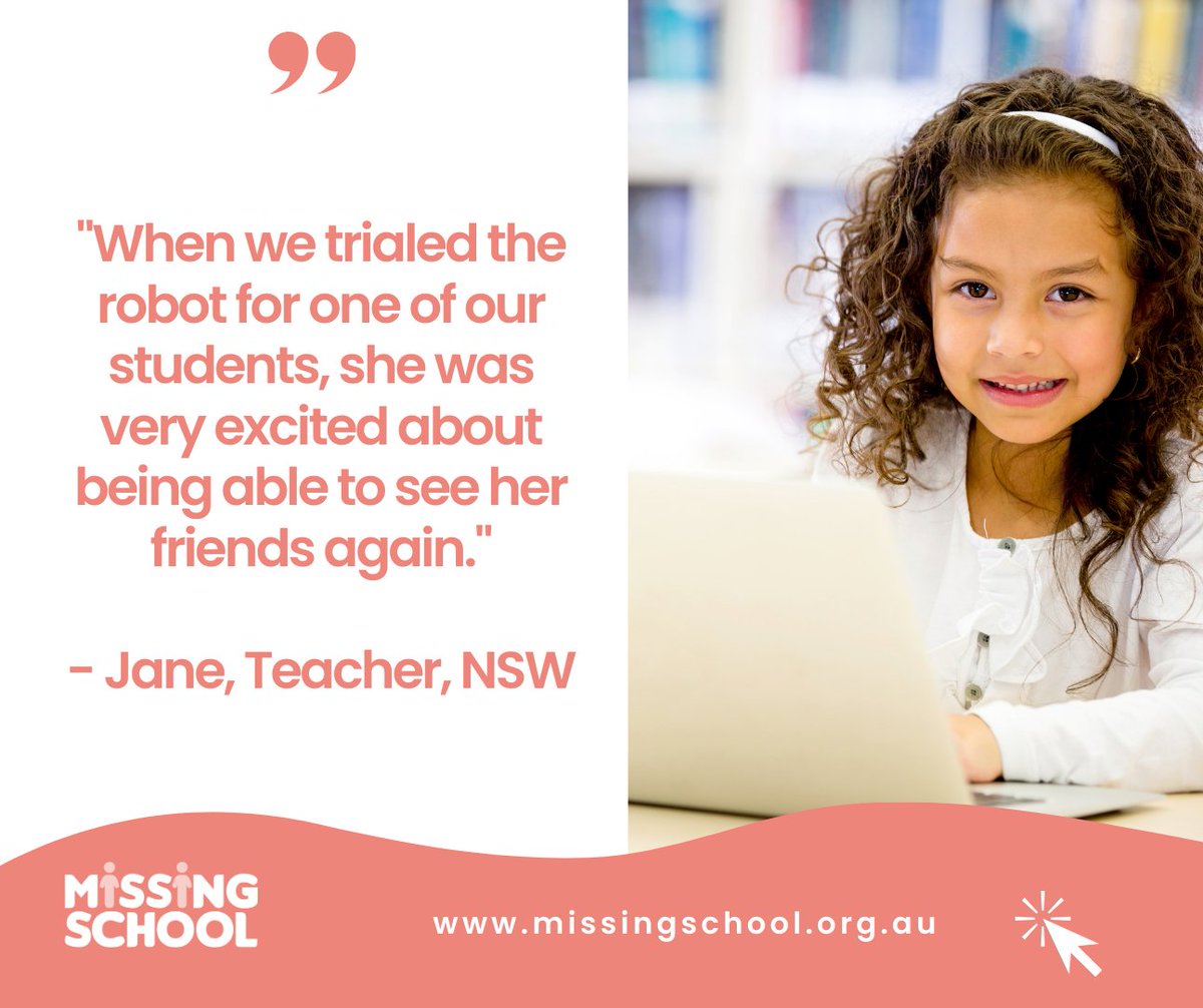 Keeping connection with their friends and teachers keeps students with complex health conditions up-to-date socially and academically. MissingSchool's See-Be technology service brings the joy of connection, learning with friends, and belonging. missingschool.org.au/?utm_campaign=…