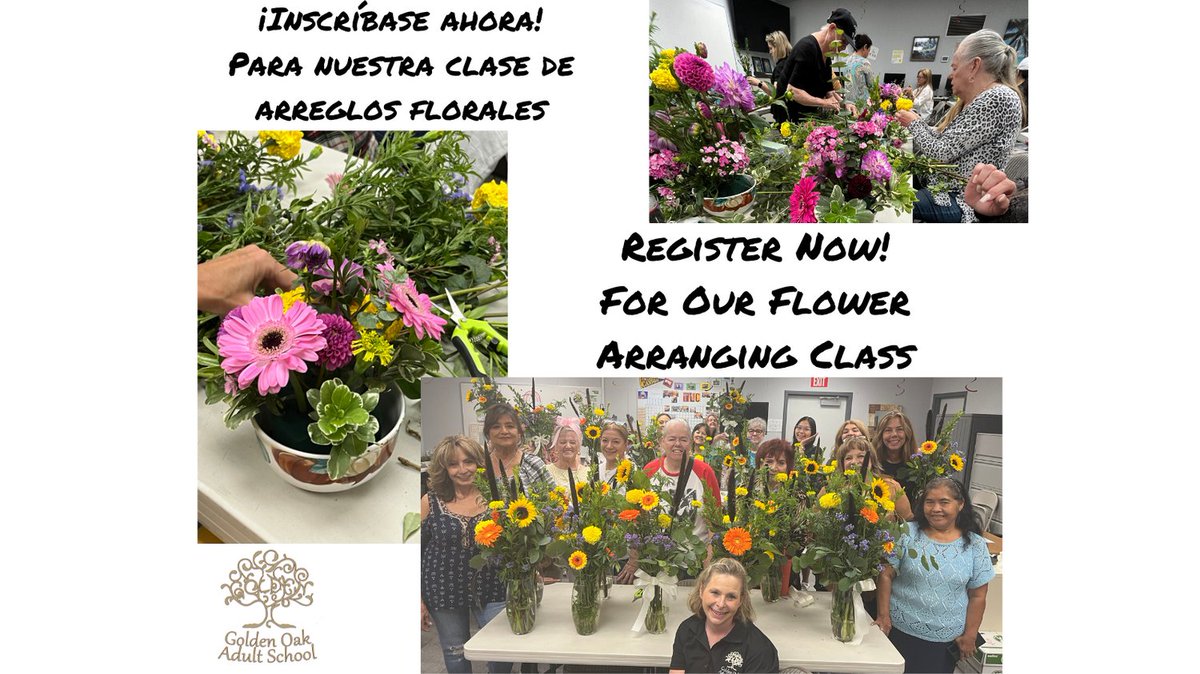 Now registering for Flower Arranging! Don't wait until its to late. 

 #flower #flowers #flowerarrangements #SCV #santaClarita #SantaClaritaValley #adulteducation #hobby #farmersmarket #farmersmarketflowers #flowersfromlocalfarmersmarket #seasonalflowers #seasonal #flowerlover