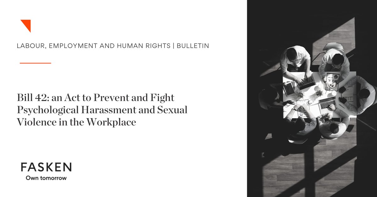 On March 27, #Bill42 received royal assent. The bill proposes various amendments to #labor laws, mainly aimed at better protecting workers and providing a framework for recourses designed to ensure such protection. Consult our #bulletin: bit.ly/3TOGiIq