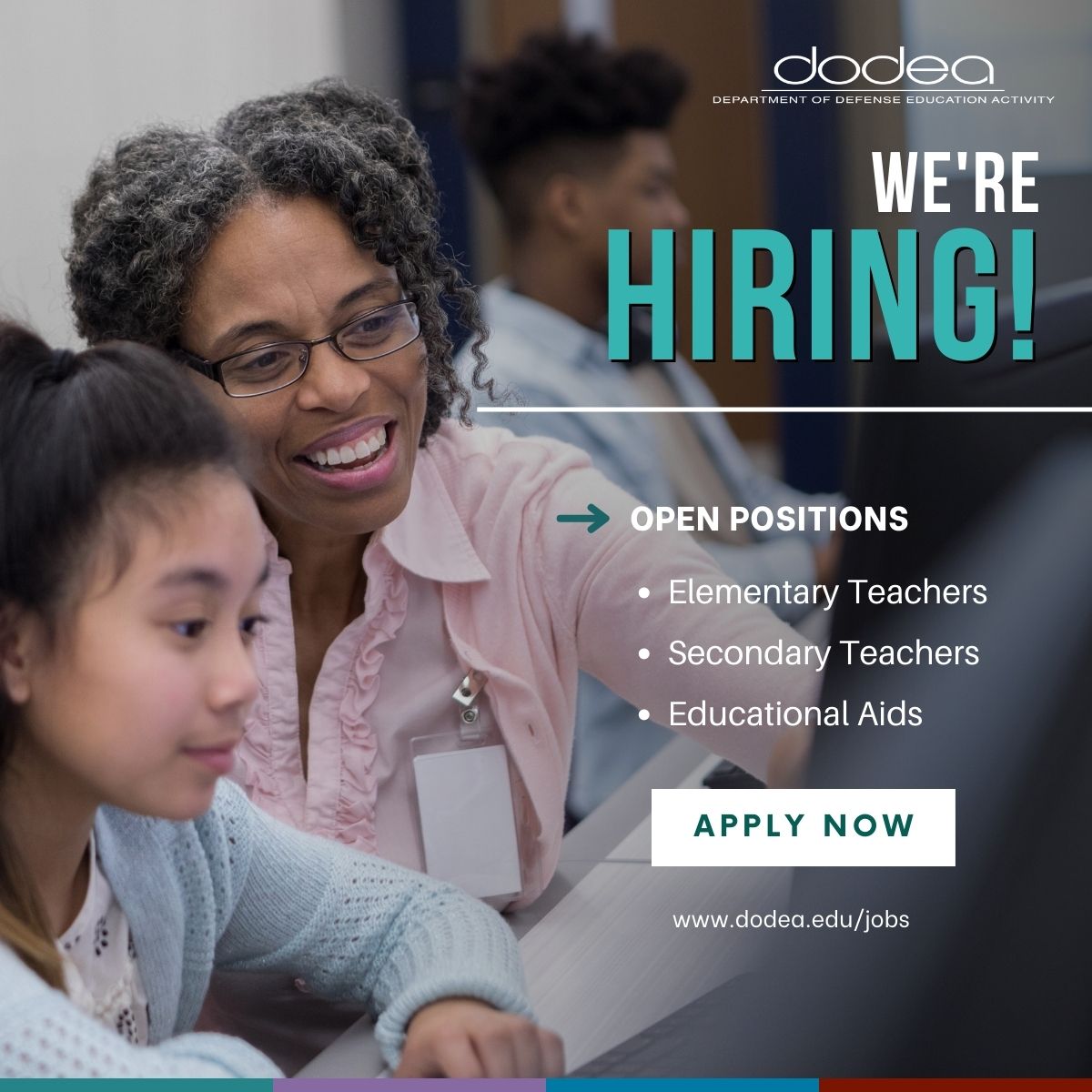 Calling all educational rockstars! We need passionate teachers, subs, and educational aids who are ready to inspire and uplift military children. dodea.edu/jobs