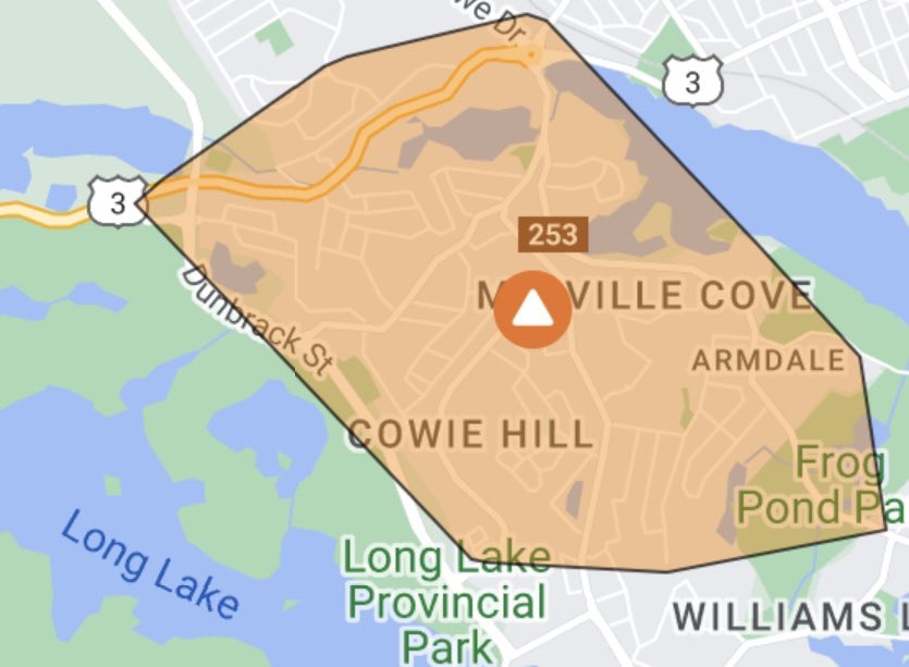 There is an outage impacting customers in the Armdale, Melville Cove, and Cowie Hill area. Please visit outagemap.nspower.ca for the latest updates and estimated restoration time.