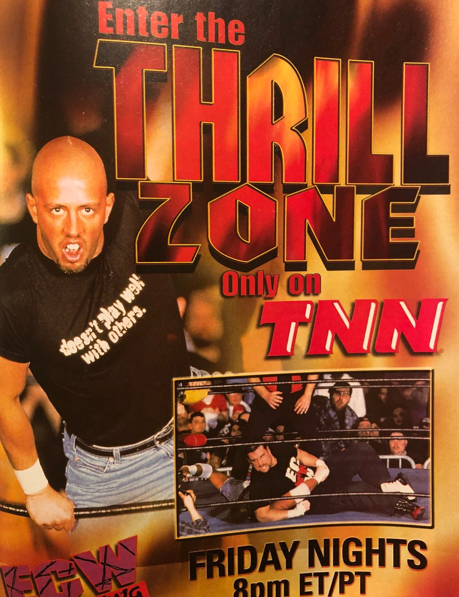 Advertisement for ECW Thrill Zone on TNN, from WOW magazine issue 7

#ecw #justincredible #tommydreamer #wrestling #tnn #wowmagazine #attitudeera #worldofwrestlingmagazine #hardcorewrestling #90swrestling