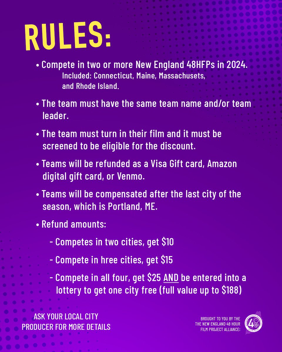 PVD48HFP's tweet photo. Competing in any of the New England 48HFPs? You might be able to save money!
#filmmaking #providence #rhodeisland #48hfp #48hourfilm #acting #film #deal #pvd48hfp #filmhack #savemoney https://t.co/XeoG3Lq9Of