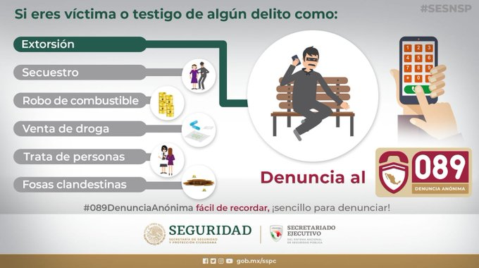 #Atención 👀⚠ Si eres víctima o testigo de algún delito denúncialo de manera segura al #089DenunciaAnónima. 🗣📞 El realizar llamadas falsas a los servicios de emergencia está tipificado como delito en el Código Penal para el D. F