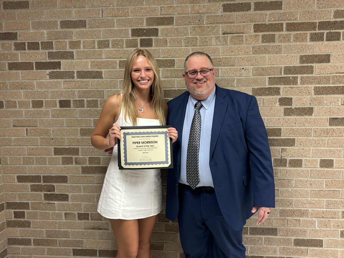 Congratulations to Piper Morrison, our Fraser High School Health Sciences Student of the Year!