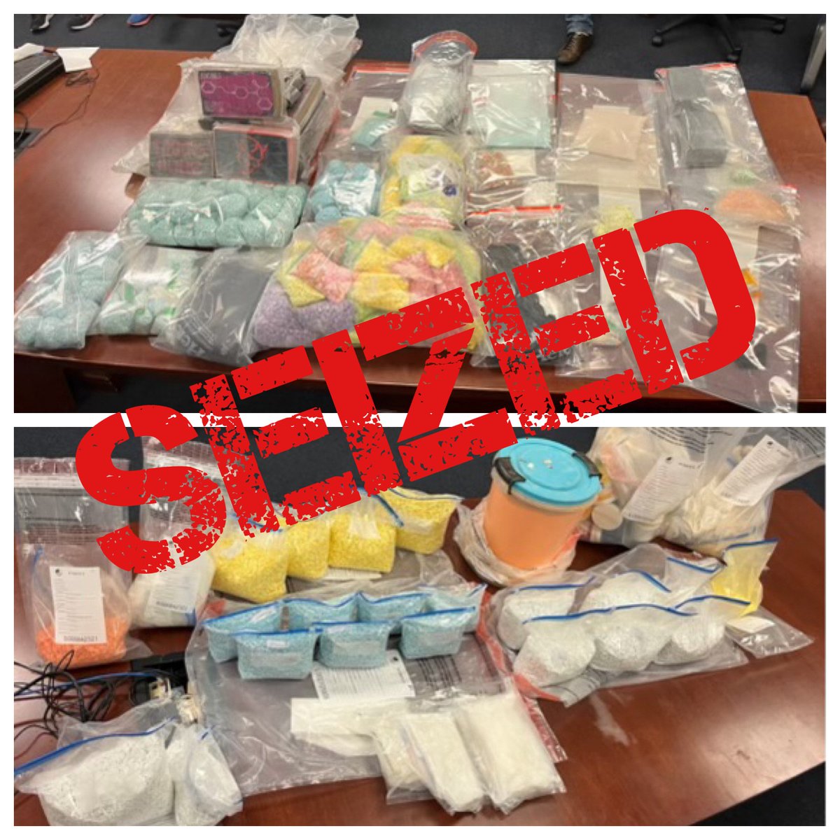 #DEANewYork #SpecialAgent in Charge Frank Tarentino, @SDNYnews U.S. Attorney Damian Williams, and @HSINewYork Acting SAC McCormack announce two charged in connection with scheme to operate industrial-scale illegal narcotics pill pressing operations throughout New York City. #DEA