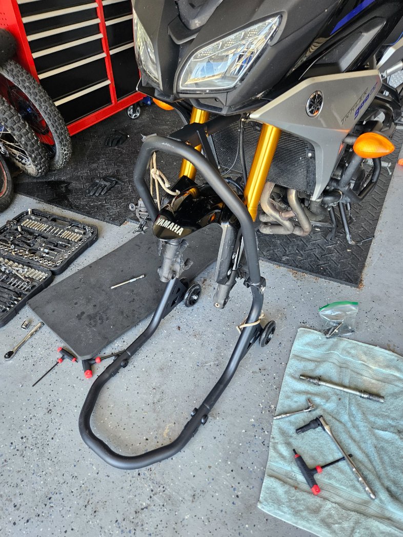 Spring Maintenance coming along. New tires, chain, sprockets this week for the Tracer and MT07. Plugs and airfilters next week if I get the time. Breaks and oil were done last week. Peak riding season is almost back in the Rockies.