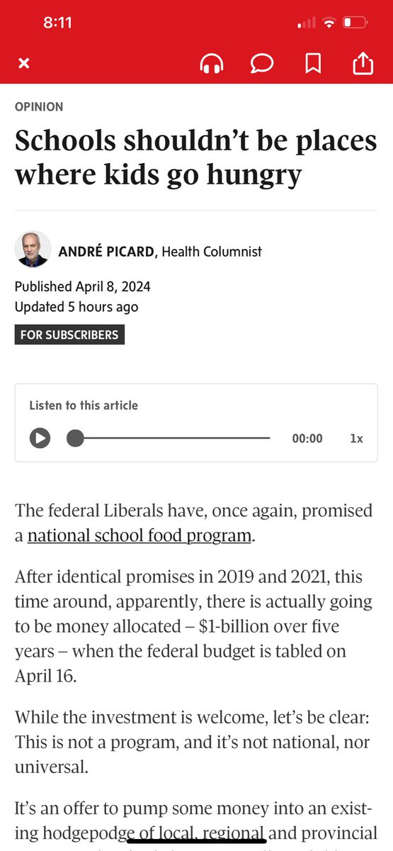 You need to eat well to be able to learn well. Canada is the only G7 country without a national school food program. Ranking 37th out of 41 of the world’s wealthiest countries when it comes to feeding kids at school: <a href="/C4HSchoolFood/">Coalition for Healthy School Food</a>