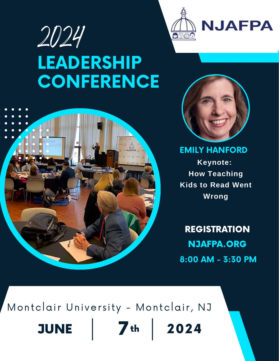 Have you registered? Time is running out! ✅ Montclair University ✅ Friday, June 7th ✅ Emily Hanford - keynote ✅ njafpa.org @NewJerseyDOE @NeelDesaiBA @KMallon_HTSD