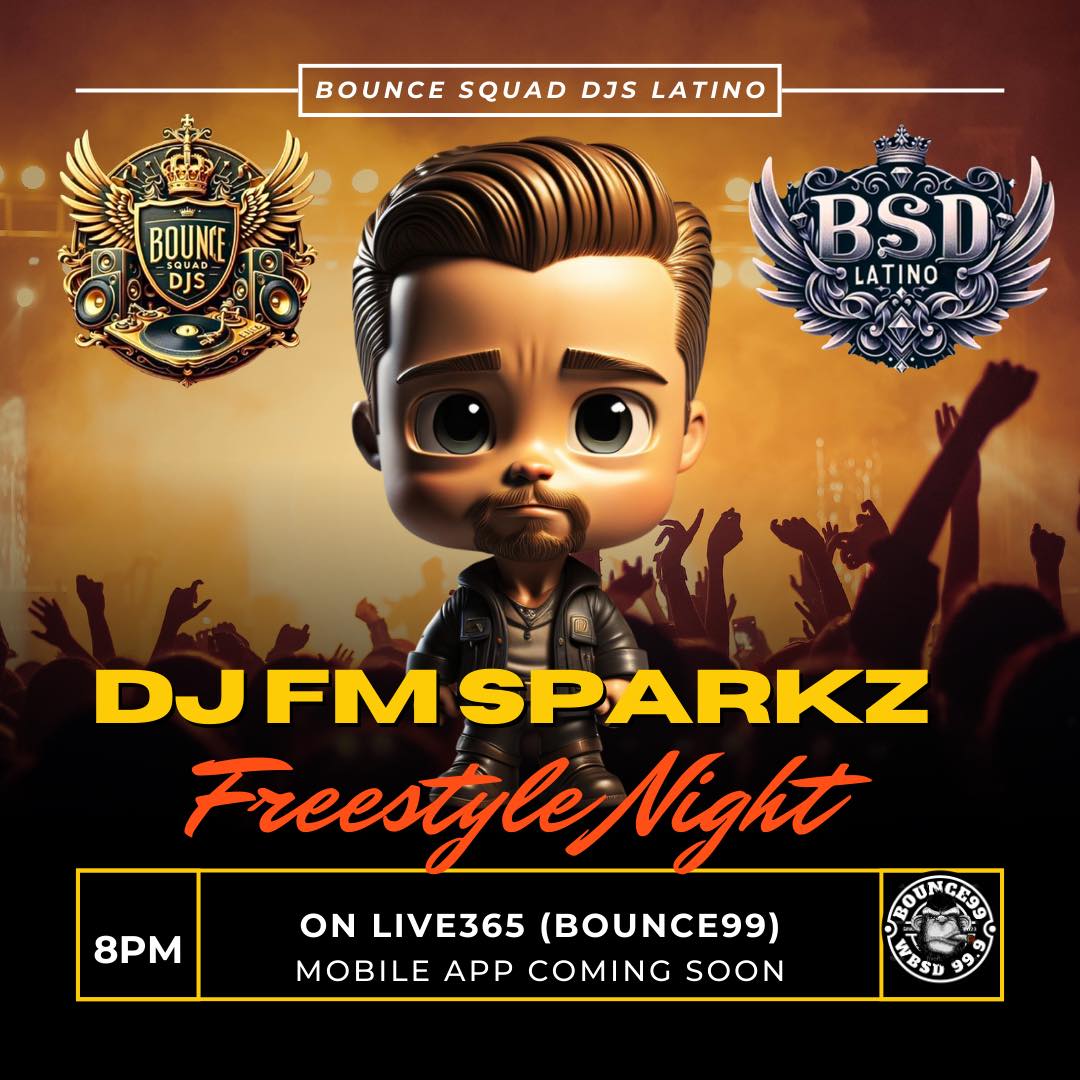 Tune in to 
Bounce Squad Djs from
6pm est to 11pm est on
@Djfmsparkz #live in da mix 8pm est #SparkzEffect
#Bounce99 
live365.com/station/BOUNCE… #greatvibes #familytime 
#greatmusic #bsd #freestylemusic 
#turnup #danceparty #djs #openformat 
listen #worldwide #tumbalacasa 
#latinos