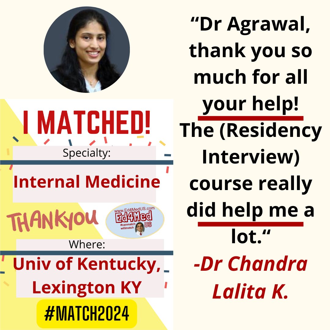 Congrats #Match2024 doctors!

If you want to be featured in #Match2025, contact me today!

#Match2024 #ECFMG  #IMG #ResidencyInterview #residency #USMLE #Personalstatement #Match2025