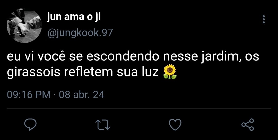 beccaloveschim's tweet photo. Girassóis de Van Gogh | #jikookau

Jeon Jungkook, um pintor, viveu seis anos de amor intenso ao lado de Park Jimin. No entanto, há quatro anos, um acidente de carro mudou tudo, tirando Jimin de sua vida.

Jungkook mantém a esperança de que, em 3 de dezembro, seu amado retorne. https://t.co/czbZExD4gn