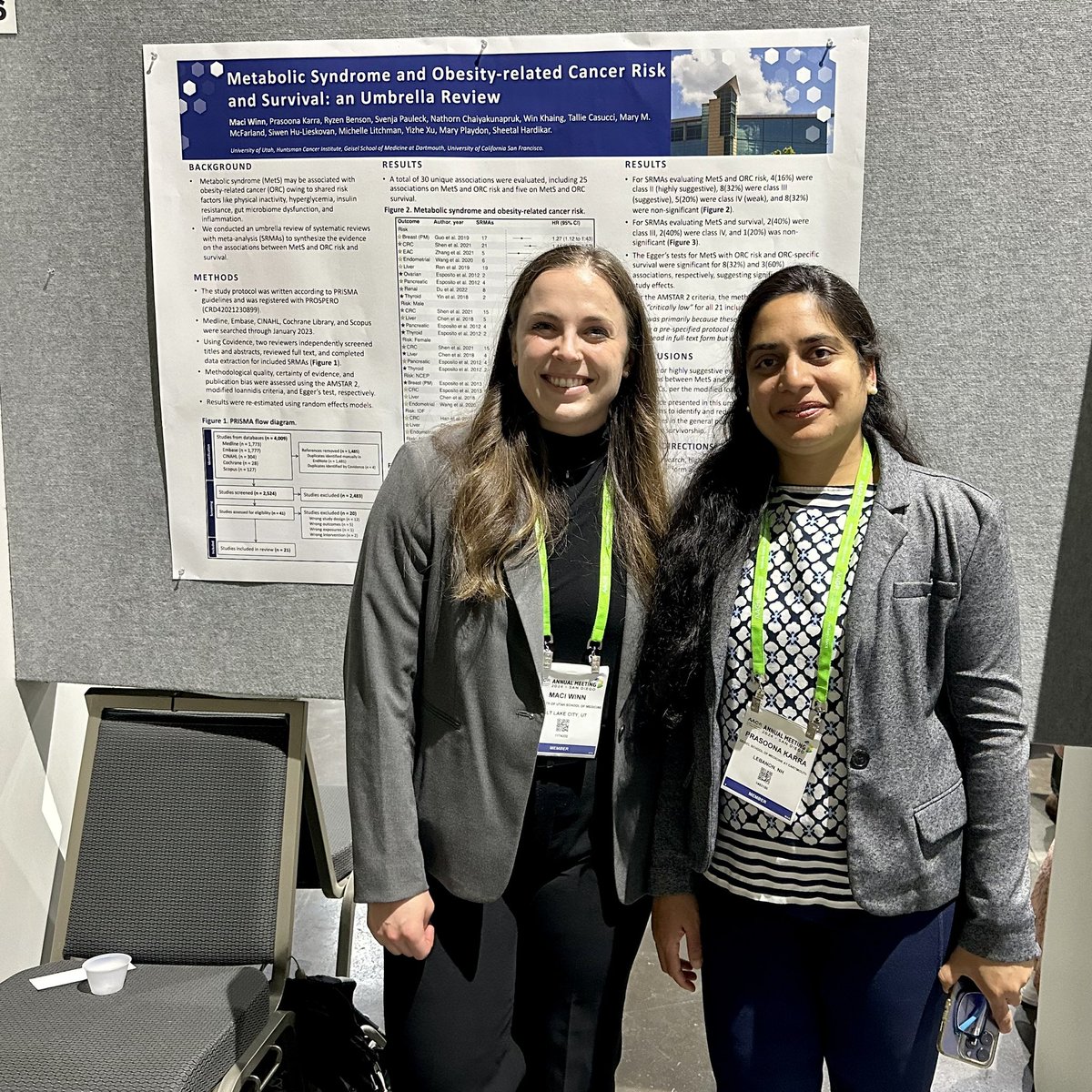 Happy to be @AACR 2024 presenting our latest research on metabolic syndrome and obesity-related cancer risk and survival! #AACR2024 #Obesity #Cancer #MetabolicSyndrome #UmbrellaReview @PrasoonaKarra