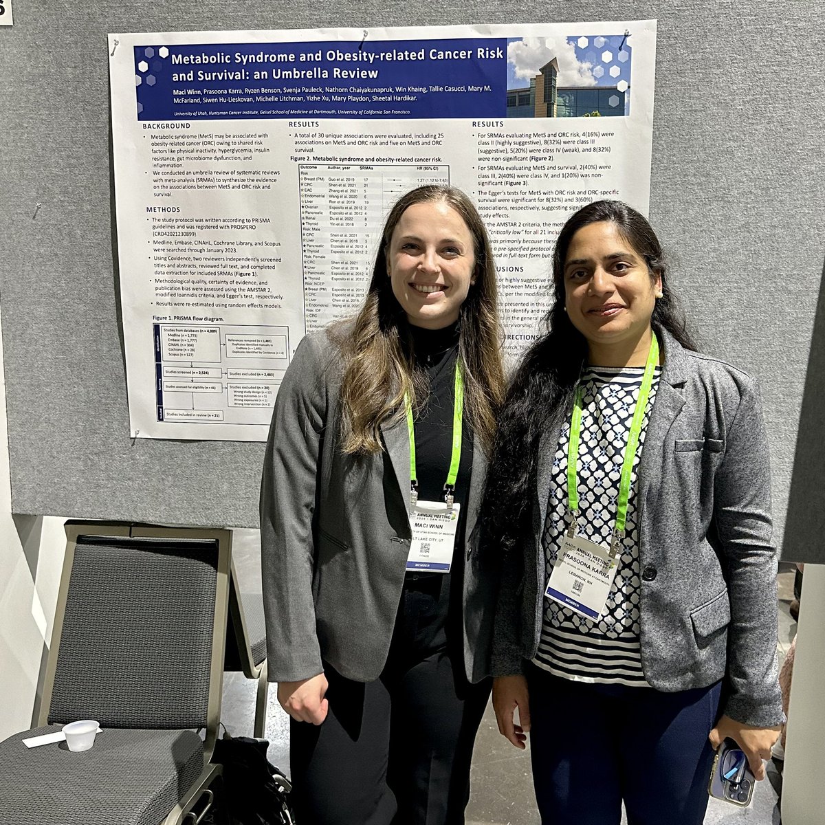 Happy to be <a href="/AACR/">AACR</a> 2024 presenting our latest research on metabolic syndrome and obesity-related cancer risk and survival! #AACR2024 #Obesity #Cancer #MetabolicSyndrome #UmbrellaReview <a href="/PrasoonaKarra/">Prasoona Karra</a>
