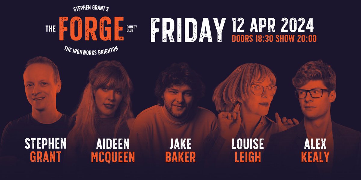 What a first class lineup this Friday! ⭐️Alex Kealy (Mock The Week writer) ⭐️Louise Leigh (Funny Women Regional Finalist) ⭐️Jake Baker (3 x BBC New Comedy Award nominee) ⭐️Aideen McQueen (top Irish stand up comedian) ⭐️Award winning MC, Stephen Grant 🎤 Book your tickets now 🎟️