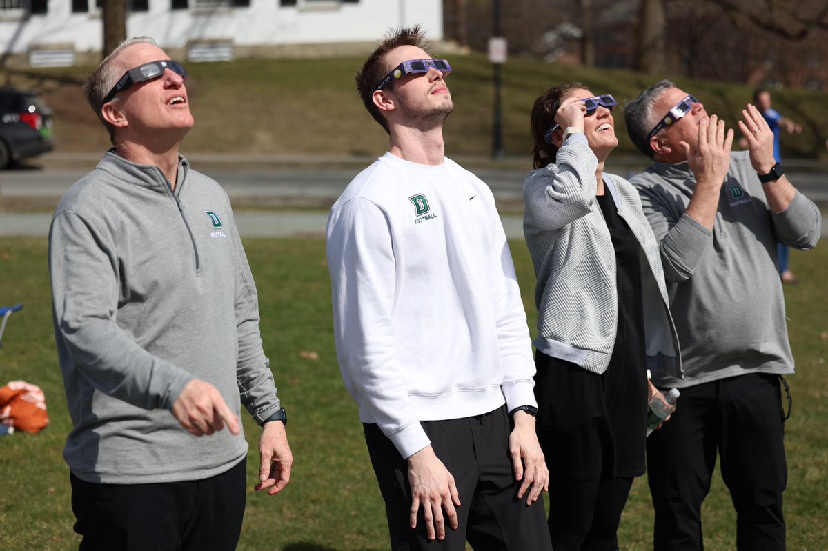 Great time for our student-athletes and staff at the @dartmouth solar eclipse event on the green today! #TheWoods🌲 | #GoBigGreen
