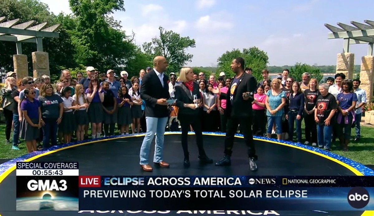 SolarSTEAMGirls's tweet photo. Trailblazers shining brightly for @GMA at the @dallasarboretum with Dr. Jen Ashton! Thanks to @ms_mathai for coordinating this ultimate eclipse experience for our students! 
Watch on @DisneyPlus
@dallasschools @TransformDISD @TeamDallasISD @DallasisdSTEM #ifthen #Eclipse2024 https://t.co/Rzu6nHrNRl
