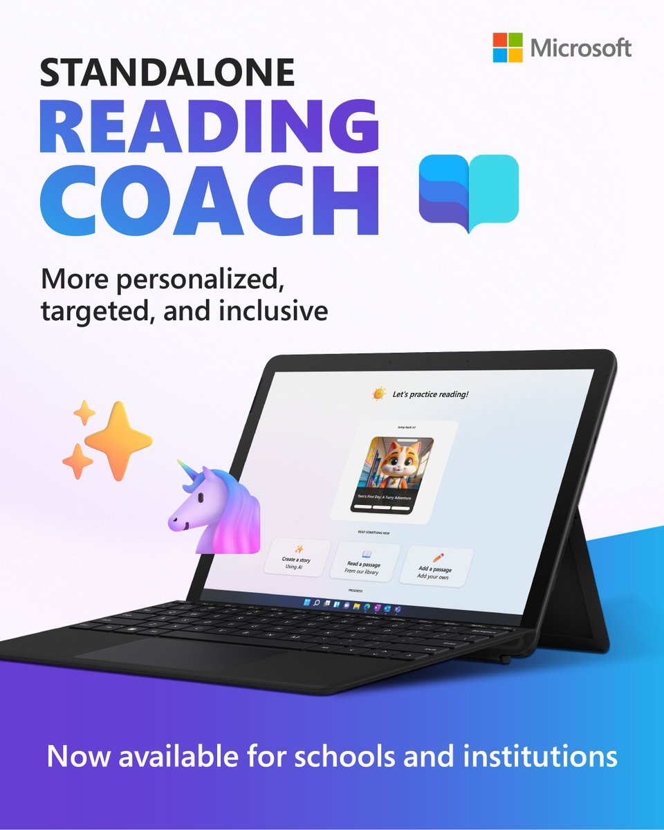Bring personalised reading fluency practice to your classroom with Reading Coach on Windows and the web. 📚 Use #AI to create stories, target challenge words, and read from a curated library with Immersive Reader. Try it for yourself: msft.it/6016csUYo
