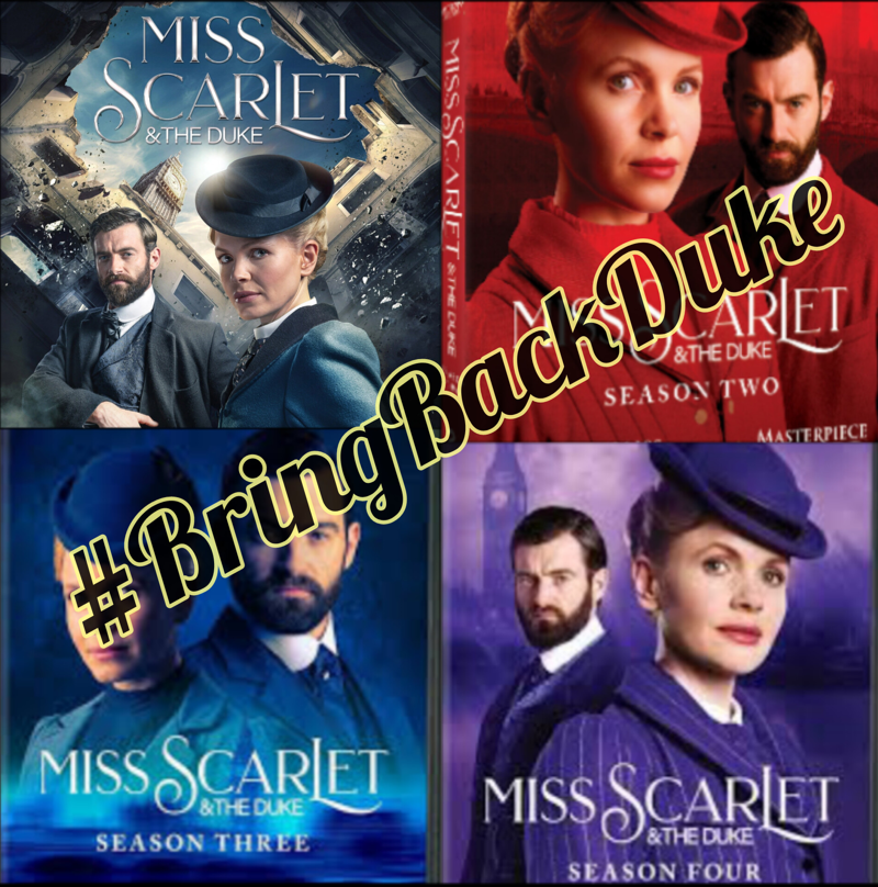 Fans of #MissScarletAndTheDuke have been loyal to the show for 4 seasons & are invested in the Eliza & William's story as much as the mystery. Dismissing the male lead for longevity won't keep us tuning in but coherent and organic storylines will. #BringBackDuke @masterpiecepbs