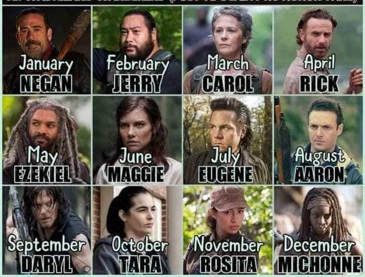 Angelin52659191's tweet photo. Your birth month is who protects you in the apocalypse....🧟‍♂️🧟‍♀️🧟‍♂️
I got Eugene. 
#TheWalkingDead https://t.co/44wruBqcRJ