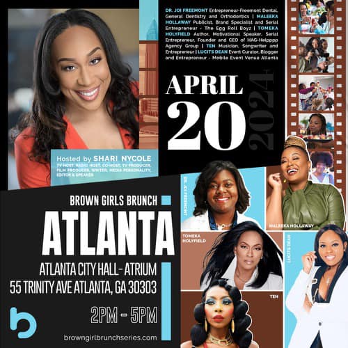 GET YOUR TICKETS: eventbrite.com/e/brown-girls-…
THANK YOU Brown Girls Brunch
ATL 📷📷📷 MEET ME HERE 📷📷📷
<a href="/repost/">Repost</a>
ATLANTA.. You’re Up Next!!! Lets’s Go!
April 20 : 2pm-5pm @ Atlanta City Hall

Back at it for the brown girls in Atlanta!
Snag your tickets ASAP because this event is