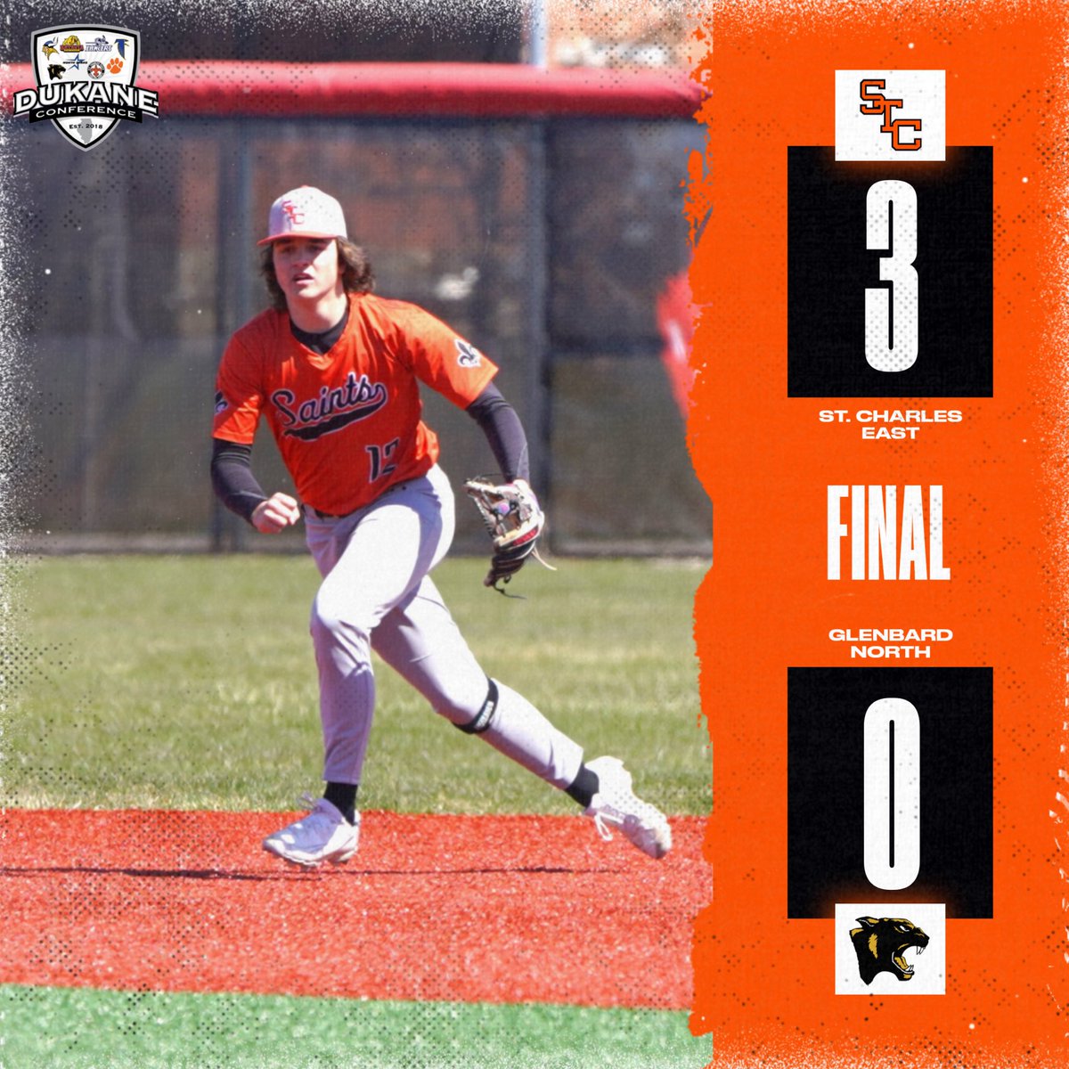 The Saints (3-1, 1-0) open up conference play with a 3-0 win vs Glenbard North today. <a href="/ArendJoey/">Joey Arend</a> (5 IP, 1 H, 8 K) picked up the W on the mound, <a href="/ColeRidgway/">Cole Ridgway</a> picked up the save. Arend (1-2, 1 R, 1 BB 1 RBI, 2 SB), Ridgway and <a href="/JakeGreenspan/">Jake Greenspan</a> contribute offensively in the win. ⚜️⚾️
