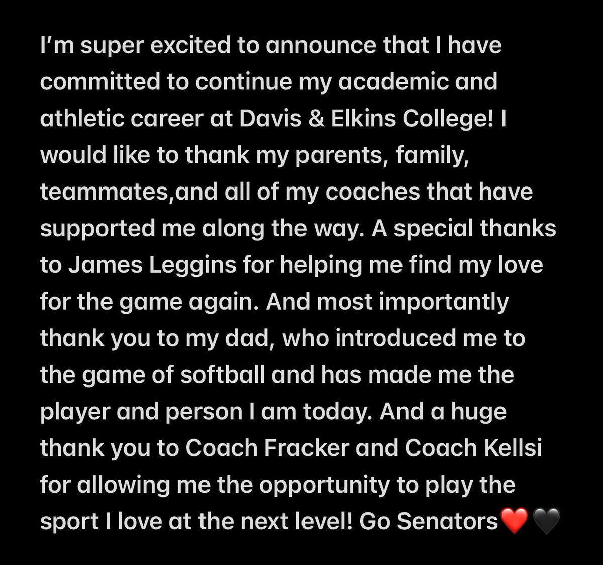 Thank you @CoachFracks and @CoachKellsi for this opportunity. I can’t wait! Go Senators!