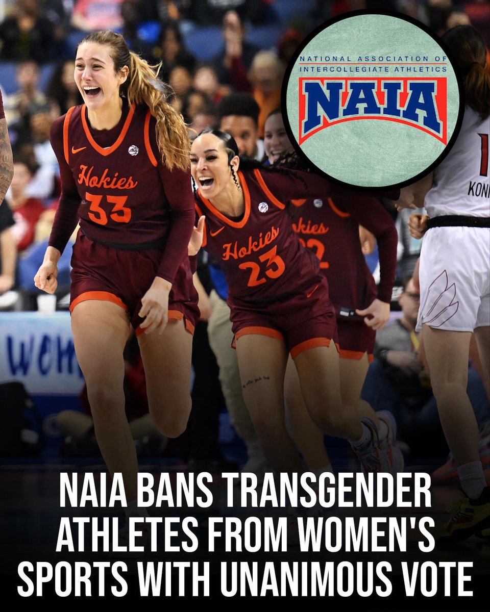 Today the National Association of Intercollegiate Athletics (NAIA) banned transgender athletes from competing in women's sports. A huge win for our girls!