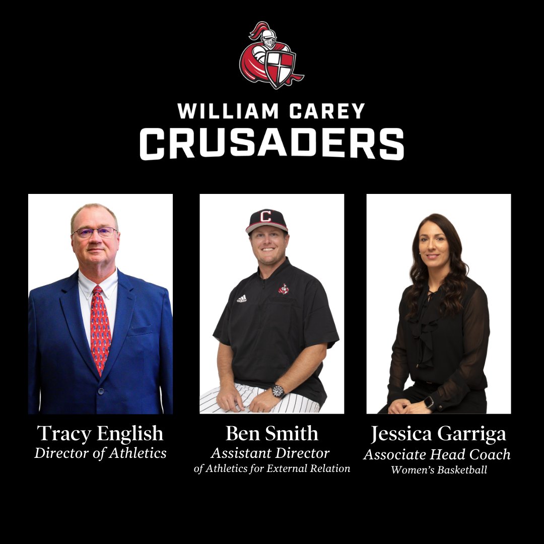 William Carey University (@wmcareyu) on Twitter photo Exciting news for <a href="/CareyAthletics/">William Carey Athletics</a>! Tracy English takes the lead as Director of Athletics, Jessica Garriga becomes Associate Head Coach for Women’s Basketball, and Ben Smith is now Assistant Director for External Relations.
🔗 bit.ly/43SeZBJ Exciting news for <a href="/CareyAthletics/">William Carey Athletics</a>! Tracy English takes the lead as Director of Athletics, Jessica Garriga becomes Associate Head Coach for Women’s Basketball, and Ben Smith is now Assistant Director for External Relations.
🔗 bit.ly/43SeZBJ