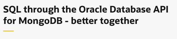 Don't miss tomorrow's JSON Office hours where we present the latest feature for the #Oracle #Database API for #MongoDB: access relational data from MongoDB's tools and drivers and run real SQL commands against JSON collections!

Join here:
bit.ly/3TTsPPw