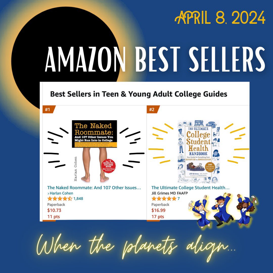 The planets definitely aligned for me today 🌖 Gift your favorite college-bound teen a copy of BOTH these books to help them prepare for their next chapter 😎🎓 Happy #SolarEclipse2024! #Classof2024 @somedocs