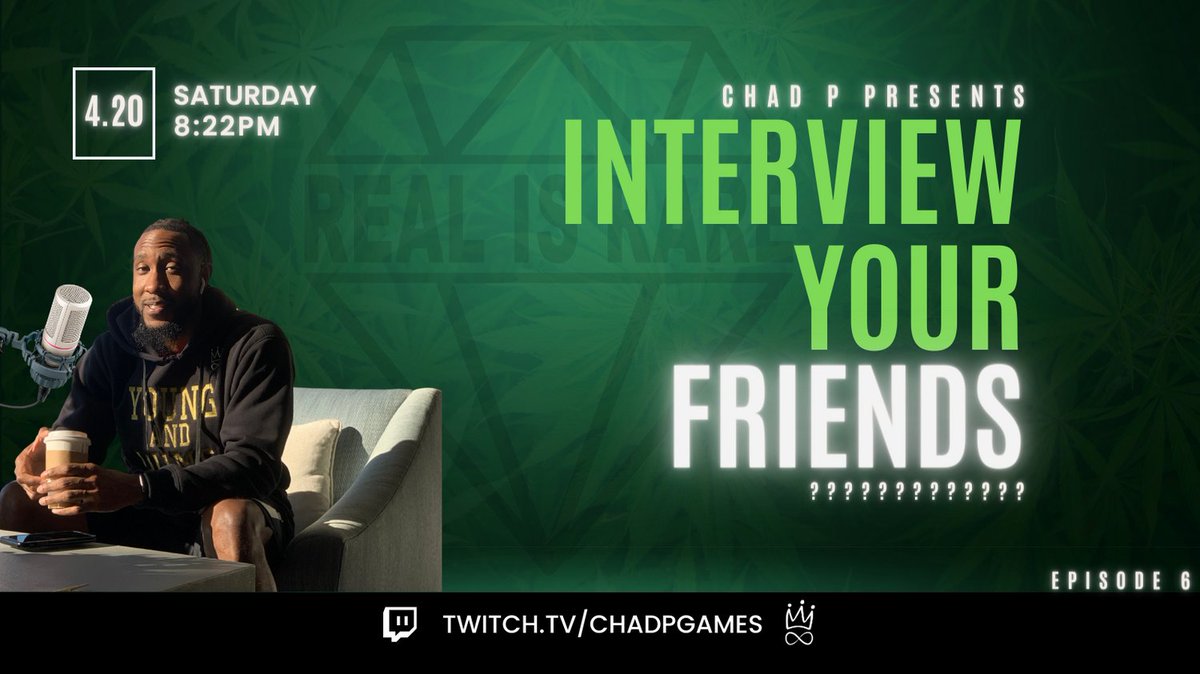 ChadPMusic's tweet photo. This one right here! πͺ΄π₯¬π₯¦ Bring the snacks and water! πΆβπ«οΈ This conversation gone go crazy! #InterviewYourFriends #TwitchStreamer https://t.co/uxkj7SjBUH