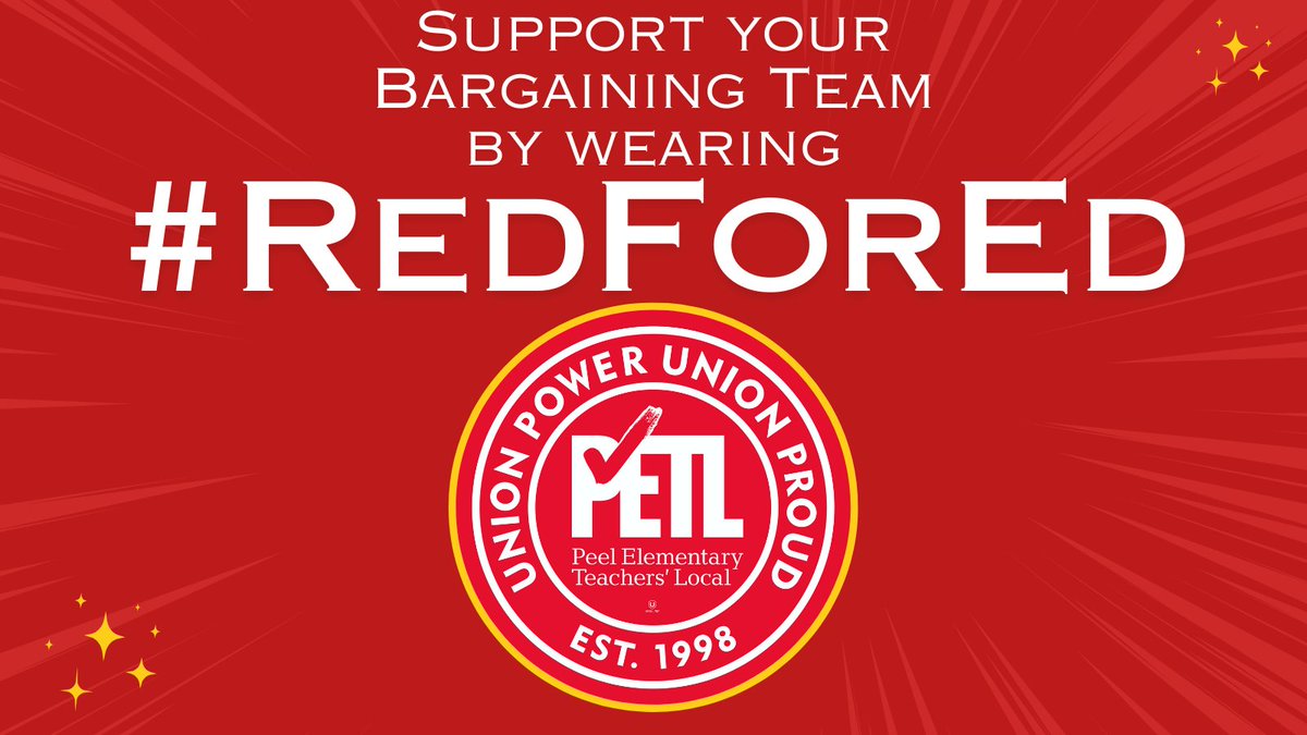 Let's paint the town RED!!! Don't forget to support your #PETL bargaining team on April 11th! #CollectiveBargaining #ETFO #LetsGetItDone #RedForEd