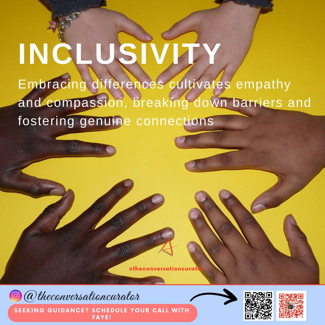 Embracing differences is key to fostering empathy, compassion, and genuine connections. By breaking down barriers, we create a more inclusive world. #EmbraceDifferences #CultivateEmpathy #BreakBarriers #BuildConnections #InclusiveWorld