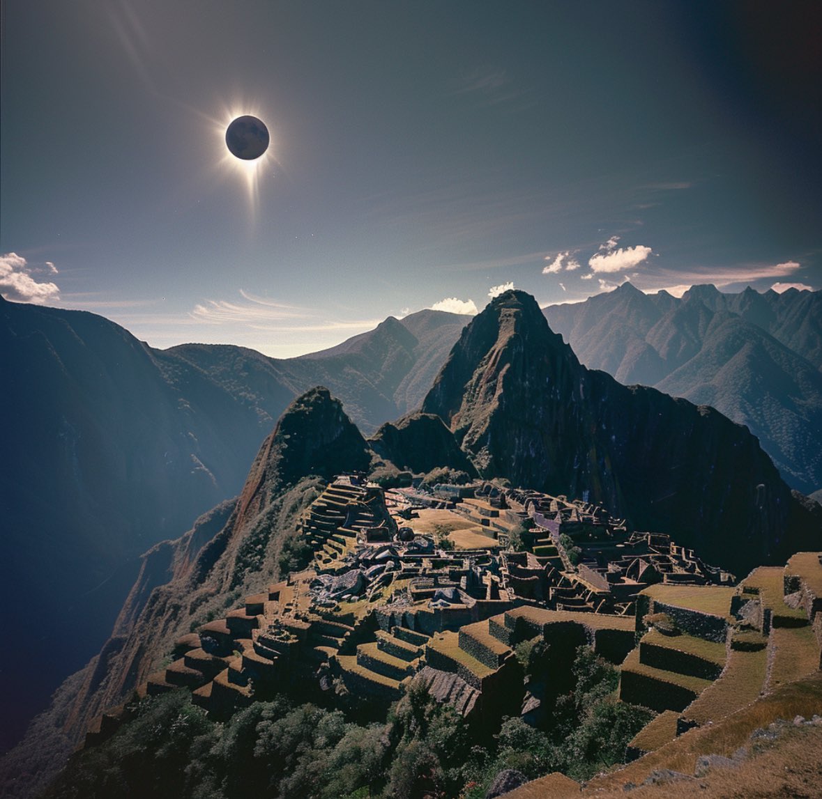 KennethDurazzo's tweet image. The eclipse as seen from Machu Pichu
#SolarEclipse2024 #machupichu #nottrue