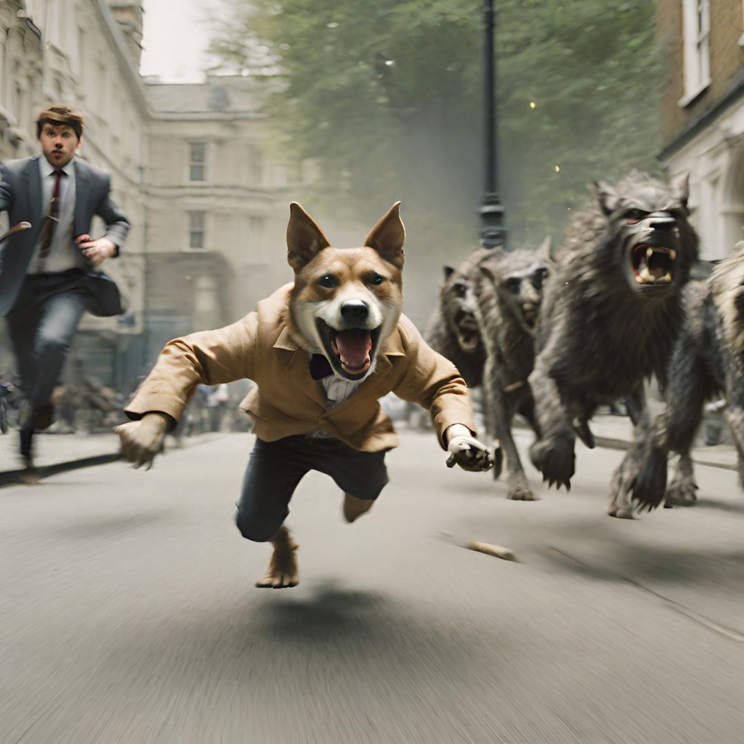 'Stump the AI' #5; 'The dogcatcher chases the Werewolves of London.' #AI #werewolvesoflondon